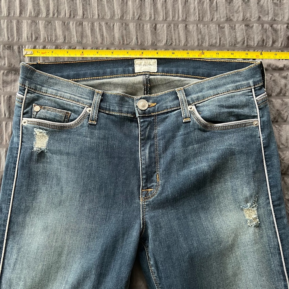 Hudson Dakota Piped Detail Super Skinny Denim Jeans Womens Sz 32 - Picture 12 of 16